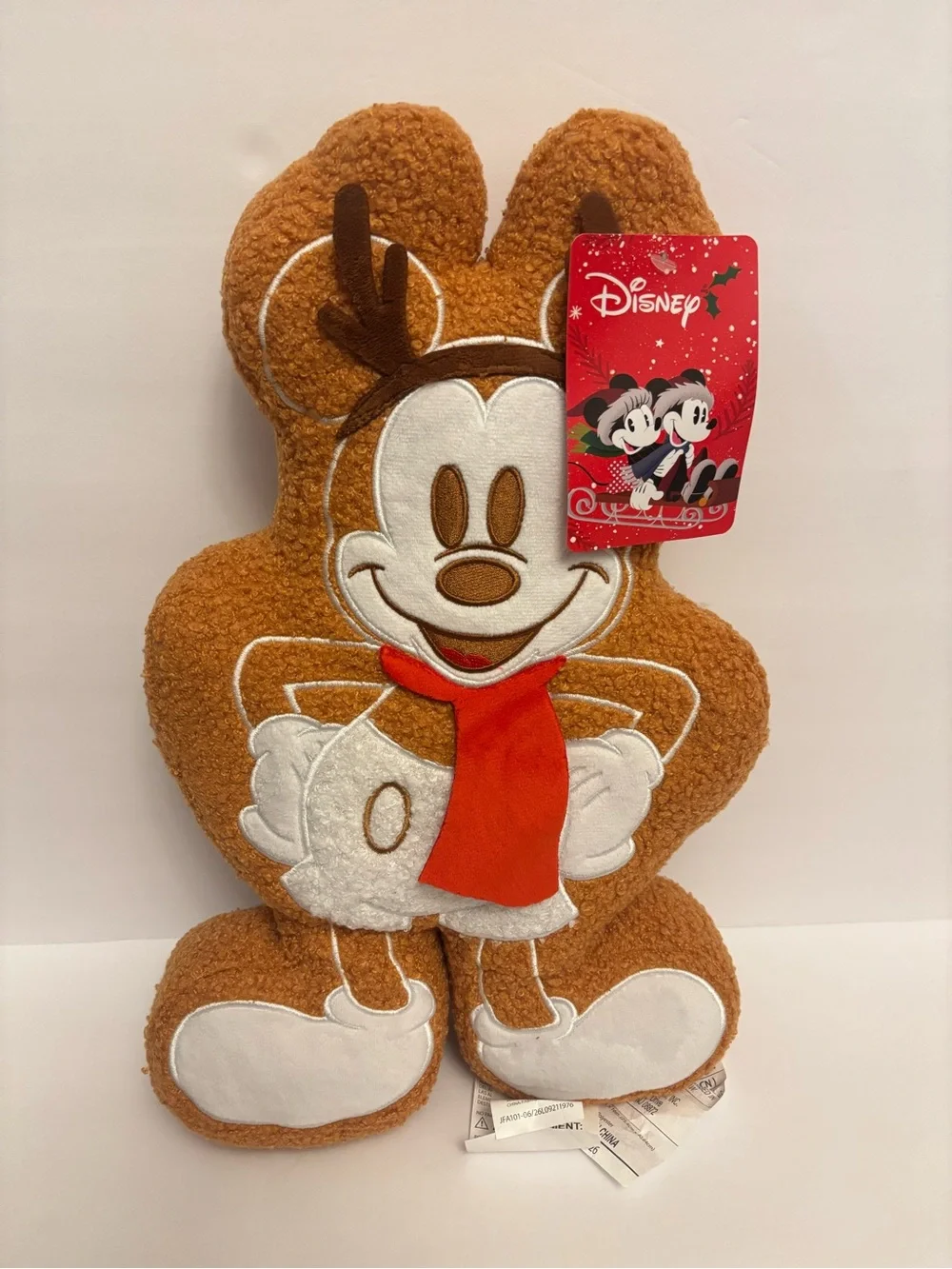 Adorable Disney Mickey Mouse Gingerbread Sherpa Pillows Set of 2 New 2026
